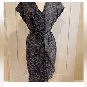 All saints silk black leopard Dee Dee dress size 6